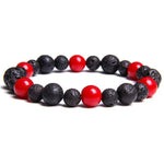 Bracelet Anti-Stress <br>Corail Rouge et Pierre de Lave - Shop Antistress
